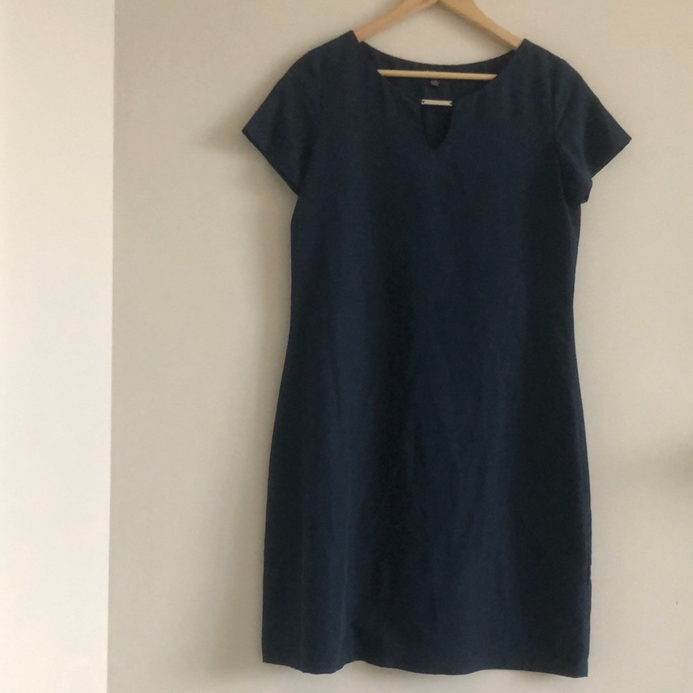 Sheragano short sleeve dress in dark teal, sz 4
